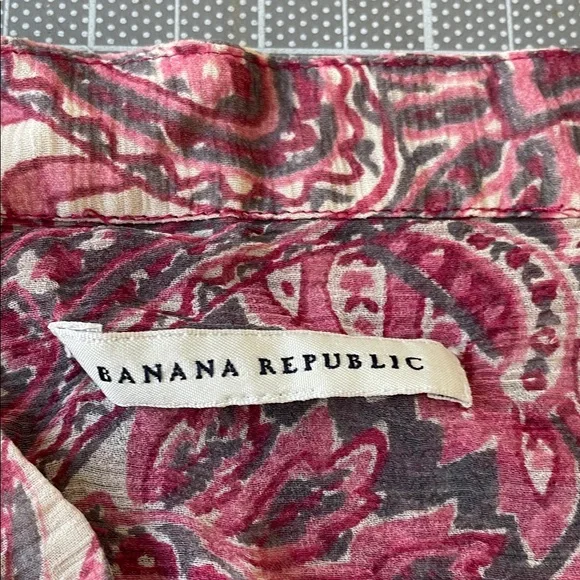 Banana Republic Pink Paisley Ruffle Button-Up Blouse - Picture 3 of 4